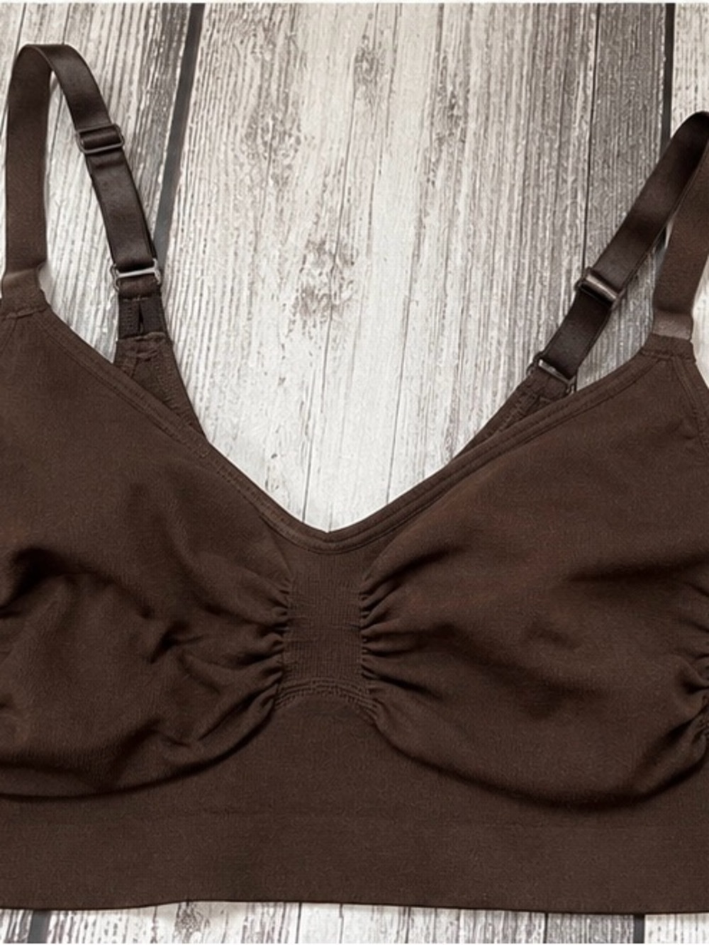 SKIMS Fits Everybody Ruched Scoop Bralette Brown Size M - Picture 2 of 5